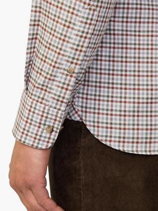 Hackett London Tailored Fit Gingham Check Cotton Flannel Shirt, Brown