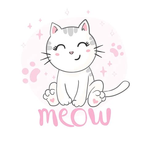 Design de vetor de gato fofoIlustração infantil para livros escolares e ...