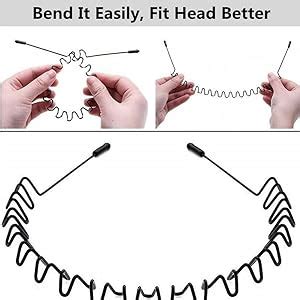 CHANDERKASH Set of 2 2pcs Black Metal Headbands with Wavy Spring Design ...