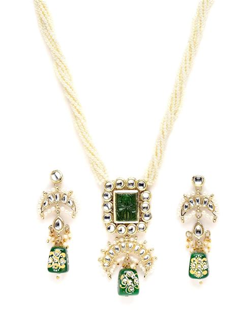 Karatcart Gold Plated Green Carved Stone and Tumble Studded Kundan Rani ...