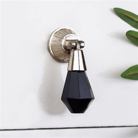 Black Octagon Teardrop Glass Pull Cabinet Knob