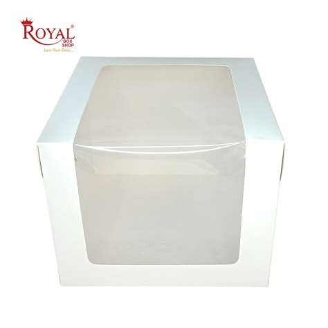 Tall Cake Box L-shape Window - 10"x10"x8"inches - Solid White Color ...