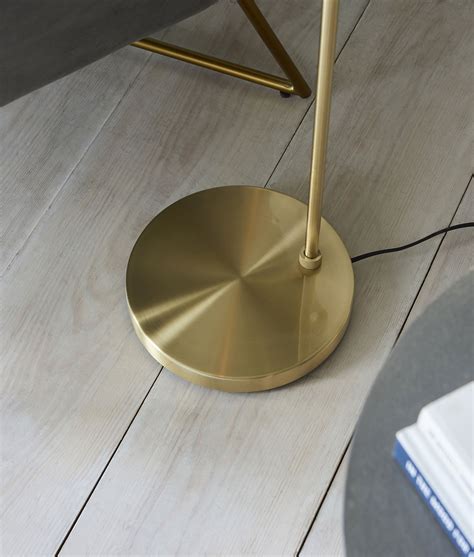 Contemporary Brushed Brass Floor Lamp With Glass Dome Shade