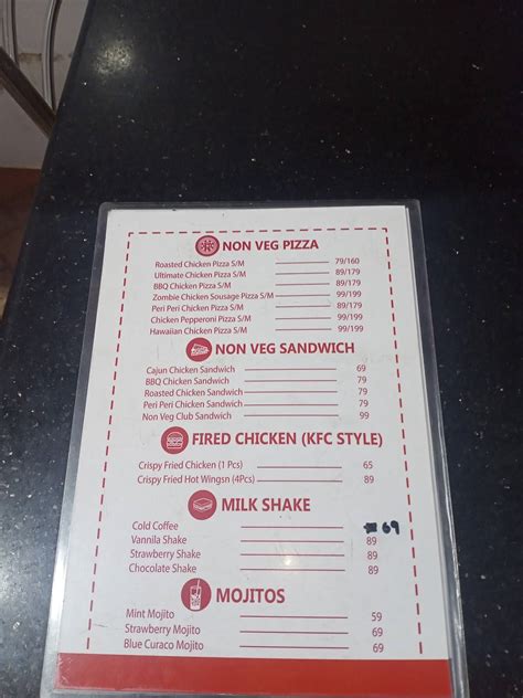 Menu at Italian Kings park, Chennai