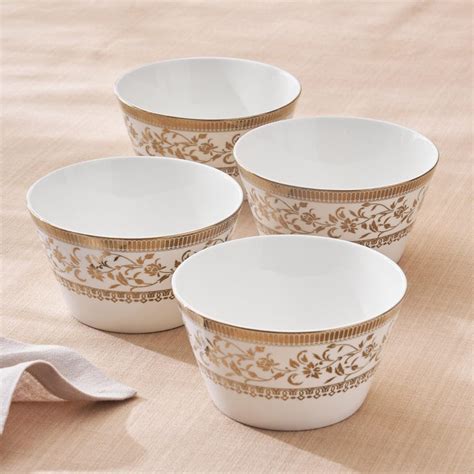 Buy Midas Set of 4 Bone China Printed Serving Bowls - 470 ml from Home ...