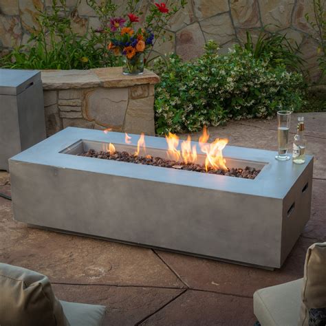 Noble House Alison Outdoor 50,000 BTU Rectangular Fire Table with Tank ...