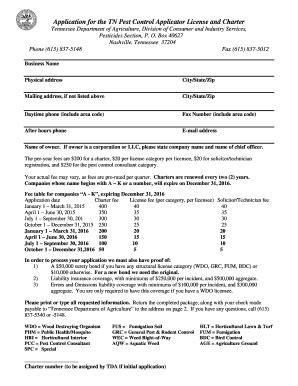 TN Application For The TN Pest Control Applicator License And Charter ...