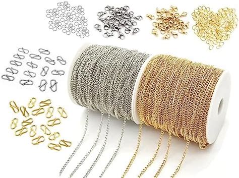 CRAFTS HAVELI Jewelry Making DIY Supplies, Silver & Gold Link Chains ...