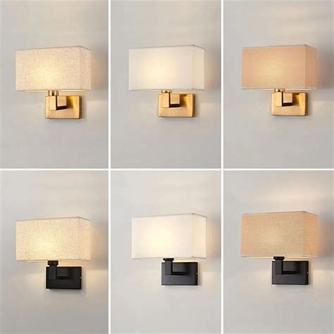 Minimalist Wall Sconces with Rectangle Fabric Shade - USB Wall Lights ...