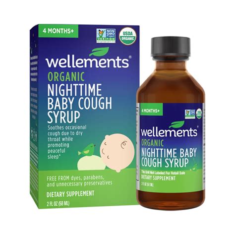 Wellements Organic Nighttime Baby Cough Syrup 2 Fl Oz for Babies 4 ...