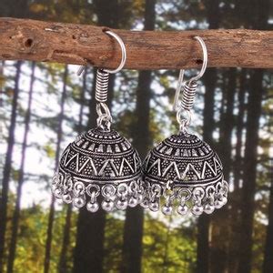Buy Oxidized Silver Plated Handmade Hook Drop Light Weight Jhumka ...