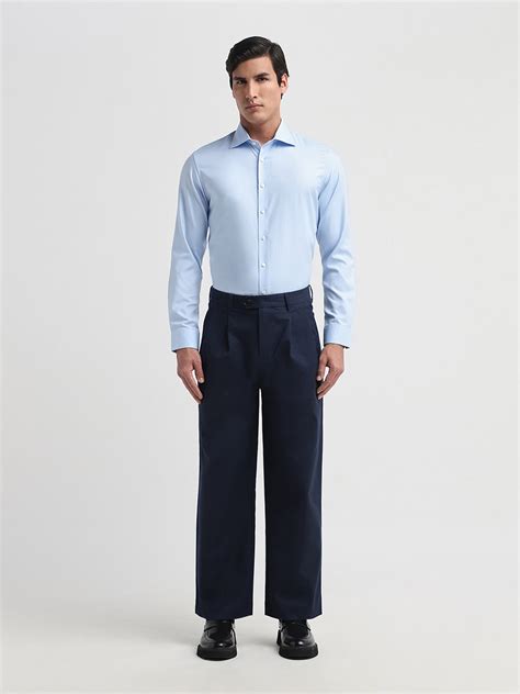 Buy Light Blue Spread Collar Slim Fit Shirt for Men Online