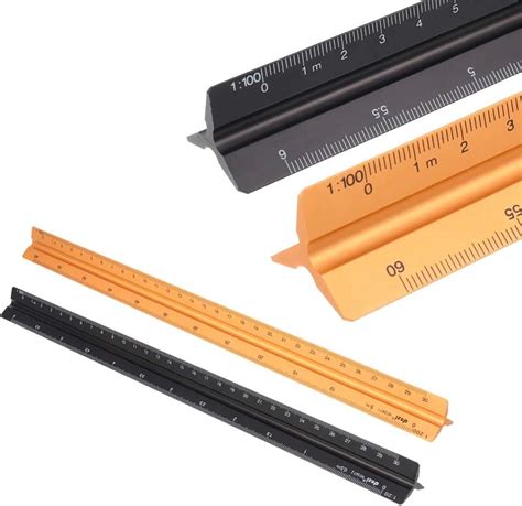 gigitube 2 pieces triangular scale ruler, aluminium triangular ruler ...