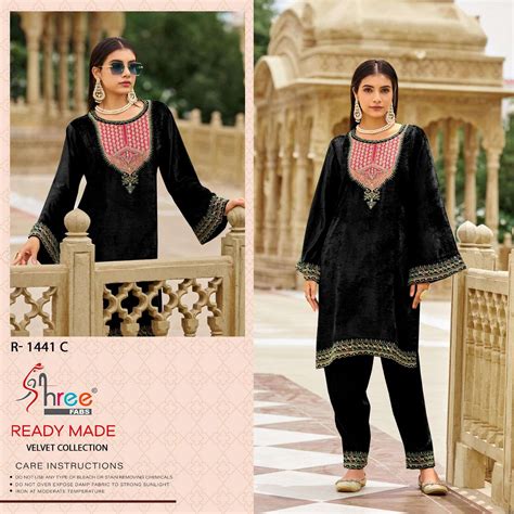 SHREE FABS R 1441 VELVET KASHMIRI DESIGNER KURTI WITH BOTTOM SET AT ...