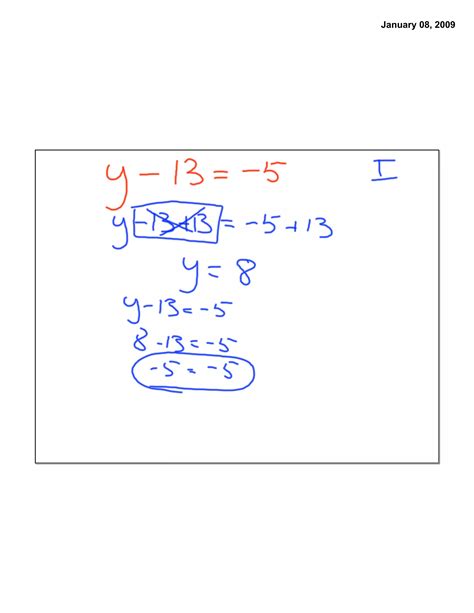 Adding And Subtracting One Step Equations | PDF