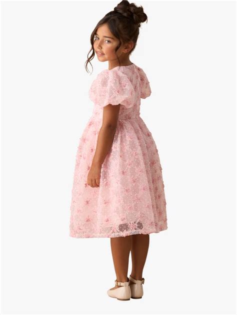 Angel & Rocket Kids' Embroidered Puff Sleeve Dress, Pink