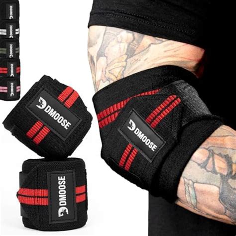 DMoose Fitness Elbow Wraps for Weightlifting (Pair) - 40'' Adjustable ...