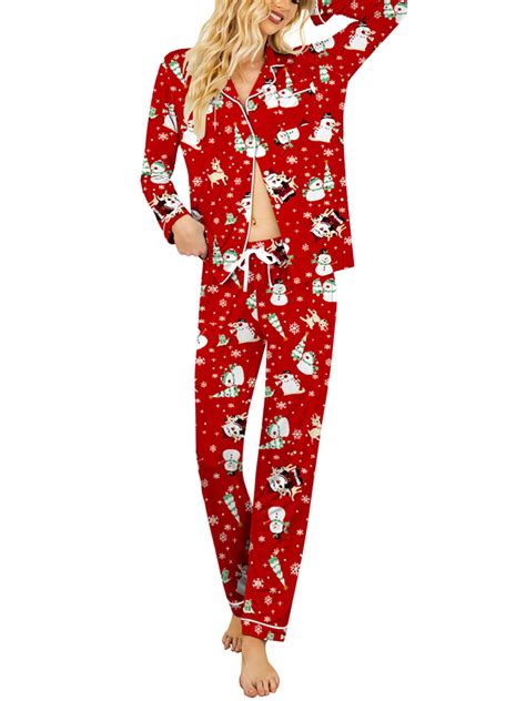 Avidlove Women's Pajama Sets Christmas Soft Button Down Lounge Set Two ...