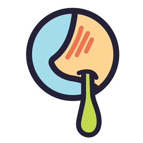 Colored green snot from nose when having flu sickness icon illustration with black outline ...
