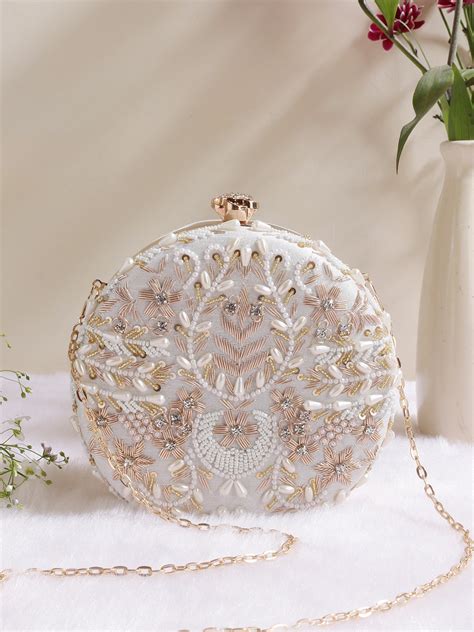 Swisni semi round embroidered clutch bag – VRPS Handicrafts