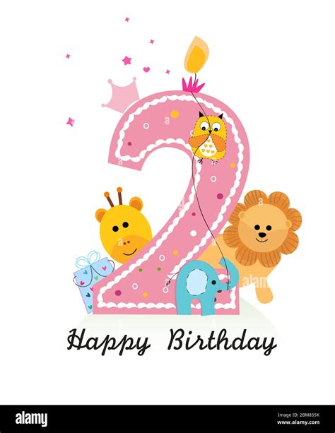 Happy 2nd Birthday Logo Happy Second Birthday Stock Illustrations