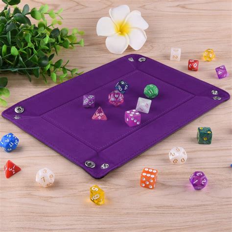 SIQUK Double Sided Dice Tray Folding Rectangle PU Leather and Dark ...
