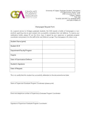 Fillable Online gsa ucalgary Champagne Request Form Fax Email Print ...
