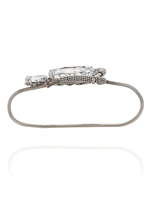 Shop Circular Rings Silver Plated Palm Cuff by ITRANA at House of ...