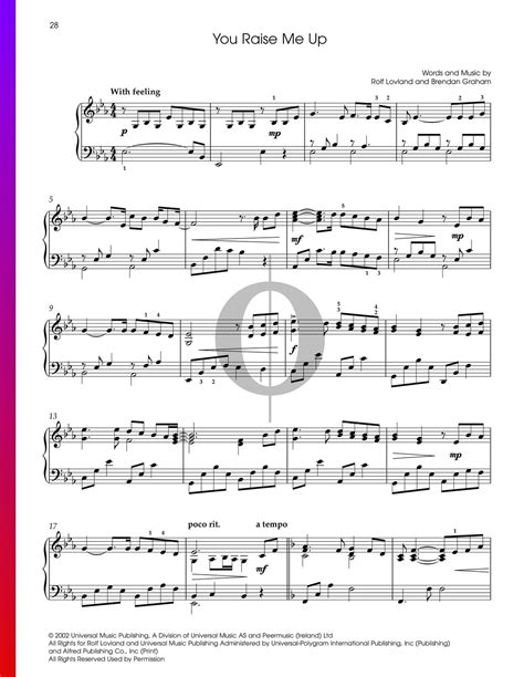 You Raise Me Up (Josh Groban) Piano Sheet Music - OKTAV