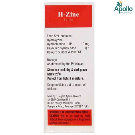 H-Zine 10 mg Syrup | Uses, Side Effects, Price | Apollo Pharmacy
