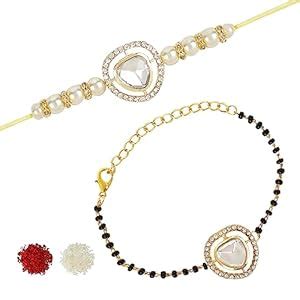 I Jewels Elegant Kundan Stone Bhaiya Bhabhi Mangalsutra Bracelet Rakhi ...