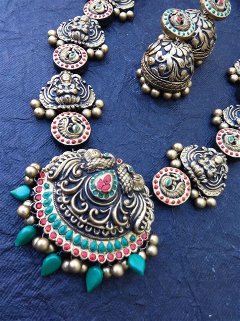 Antique terracotta jewellery set – Nakshatra Terracotta Jewellery