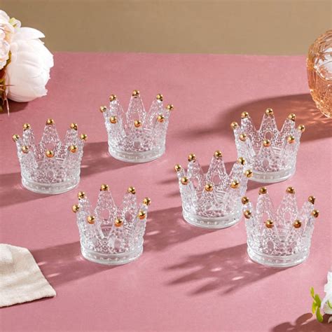 Gold Detail Crown Tea Light Holder Set Of 6