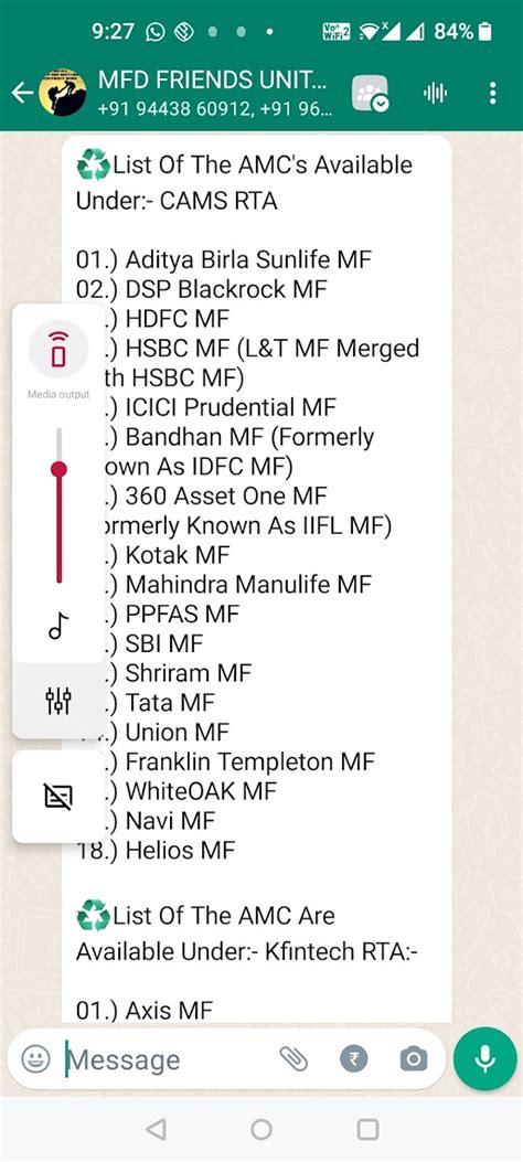 List Of The AMC's Available Under:- CAMS RTA and Kfintech RTA: