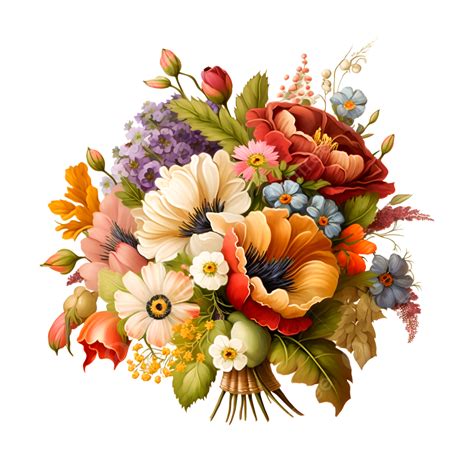 Bouquet With Red And Yellow Flowers On White Background, Bouquet With ...