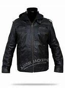 Image result for Black Leather Hoodie Jacket