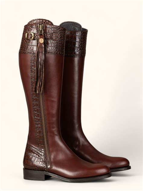 Tall Mock Croc Spanish Boots in Brown Leather – The Spanish Boot Company