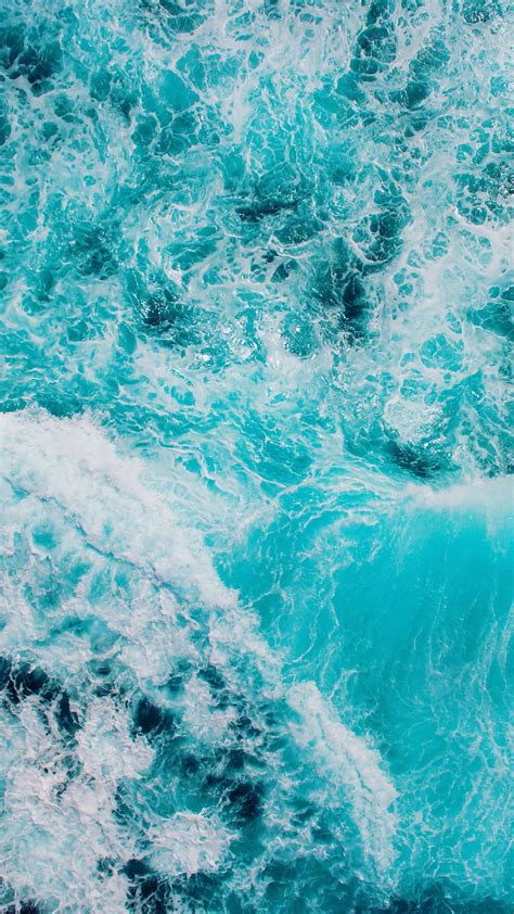 Download wallpaper 1440x2560 waves, ocean, aerial view, surf, foam ...