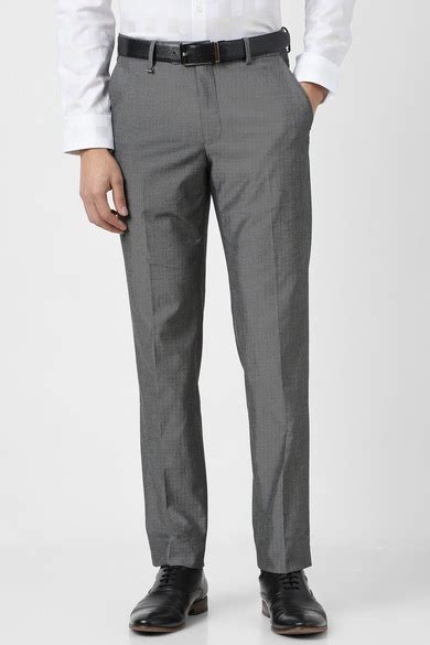 Van Heusen Formal Trousers, Men Grey Textured Trousers for Trousers ...