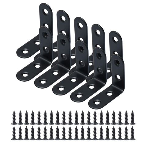 uxcell 10pcs Angle Bracket Stainless Steel 50x50mm Black Corner Brace ...