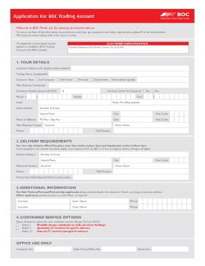 Fillable Online Account Application Form for a BOC Trading Account New ...