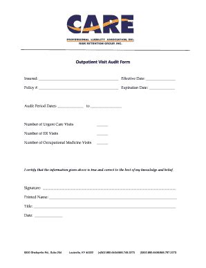 Outpatient Visit Audit Form - Fill Out, Sign & Share Online | pdfFiller