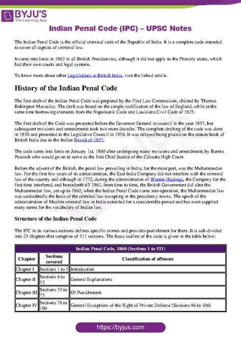 UPSC IPC: Comprehensive Notes on the Indian Penal Code Overview - Studocu