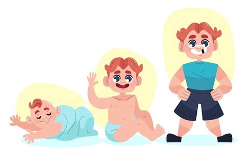 Flat stages of a baby boy collection | Free Vector