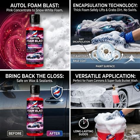 Autol Foam Blast Car Shampoo 250ml – High Foam Snow Wash, Scratch-Free ...