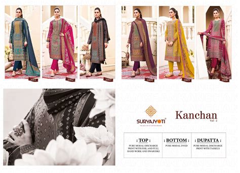 SURYAJYOTI KANCHAN VOL 2 MODAL PRINT FABRIC WITH HAND WORK SUITS AT ...