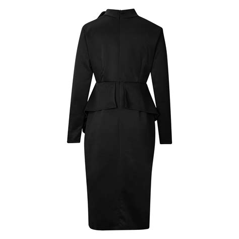 Buy Women's Business Attire Sexy Bow Tie Round Neck Long Sleeve ...