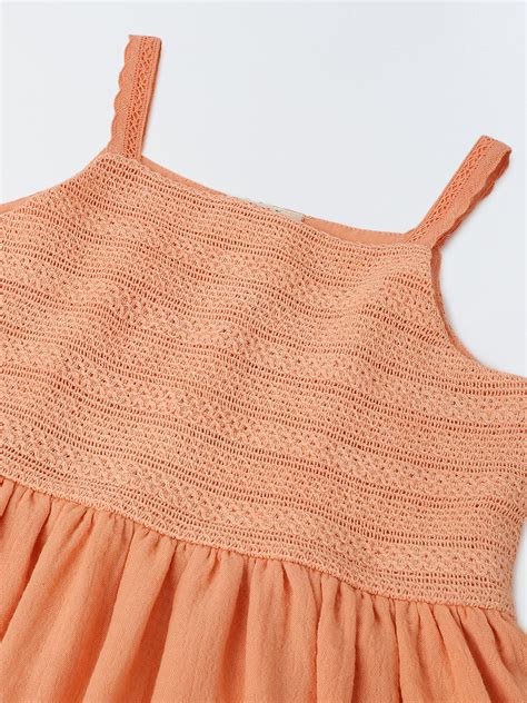 Girls Peach Cotton Smocked Bodice Dress – Spunkies