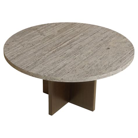 Roman Travertine Marble Round Coffee Table, Made in Italy For Sale at ...