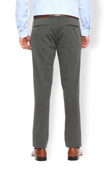 Buy Men Grey Textured Super Slim Fit Trousers Online - 288217 | Van Heusen